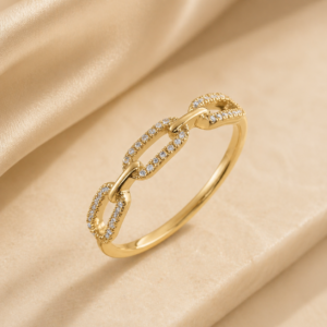 Diamond Chain Link Ring – 14K White Gold (1/6 CTW Natural)
