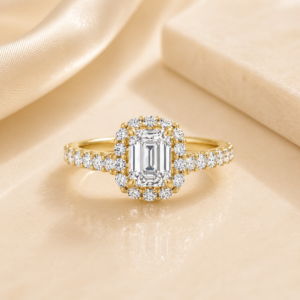 Diamond Emerald-Cut Halo Engagement Ring