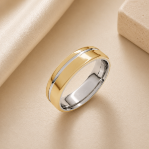14K Two-Tone Gold Groove Men's Wedding Band