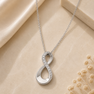 14K White Gold Diamond Infinity Pendant Necklace