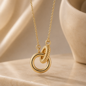 14K Gold Interlocking Circle Pendant Necklace