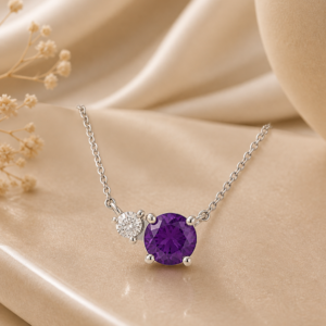 14K Gold Gemstone & Diamond Duo Pendant Necklace