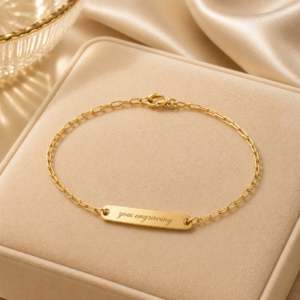 14K Gold Engravable Paperclip-Style Link Bracelet