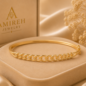Gold Chain Link Bangle Bracelet in 14K Gold