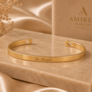 Custom Engravable Gold Cuff Bracelet in 14K Gold