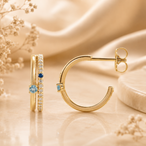Diamond & Multi-Gemstone Hoop Earrings in 14K Yellow Gold