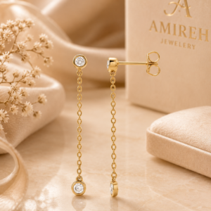 Diamond Chain Drop Earrings in 14K Yellow Gold