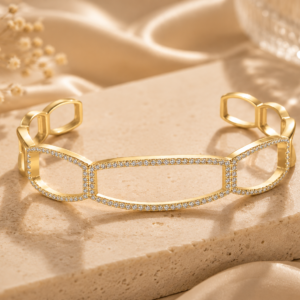 Diamond Multi-Link Cuff Bracelet in 14K Yellow Gold