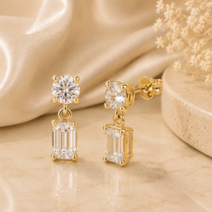 Diamond Two-Stone Drop Earrings in 14K White Gold
